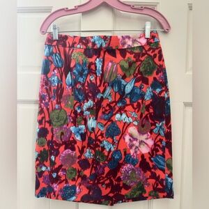 J. Crew Floral Pencil Skirt - Red and Blue